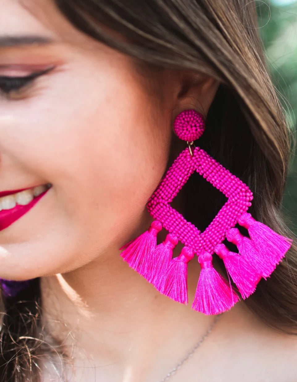 Ellie Fringe Drop Earrings- Jess Lea Pink