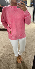 Load image into Gallery viewer, Perfect Pullover- Acid Washed Fuchsia