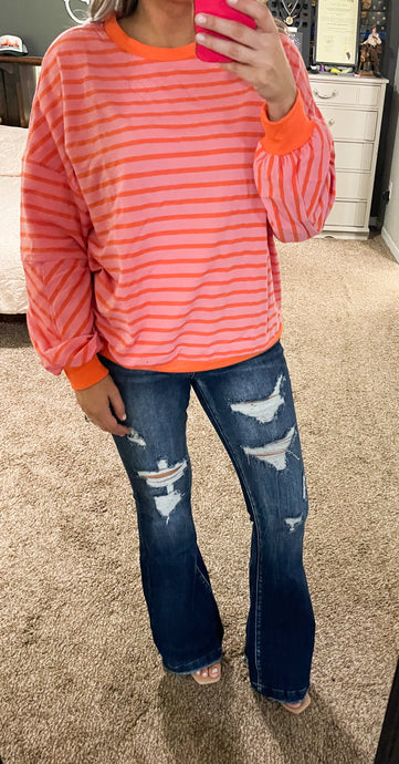 Orange Drop Shoulder Sweatshirt