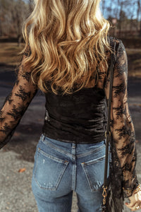 Black Lace Mesh Top