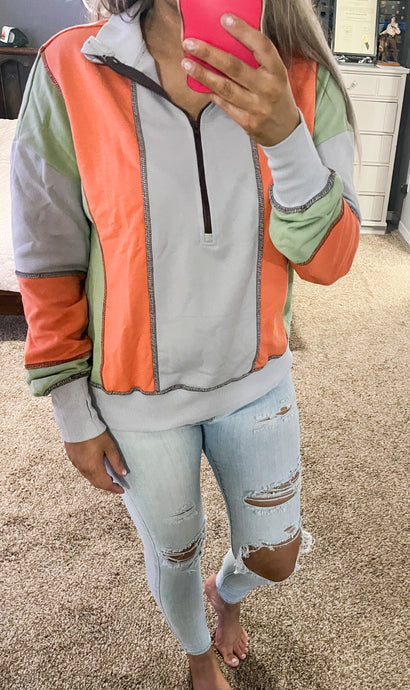 Colorblock Zipper Sweatshirt