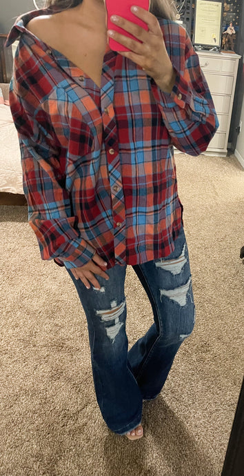 Blue Plaid Top