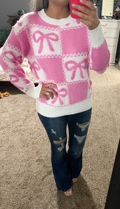 Pink Bow Knot Sweater