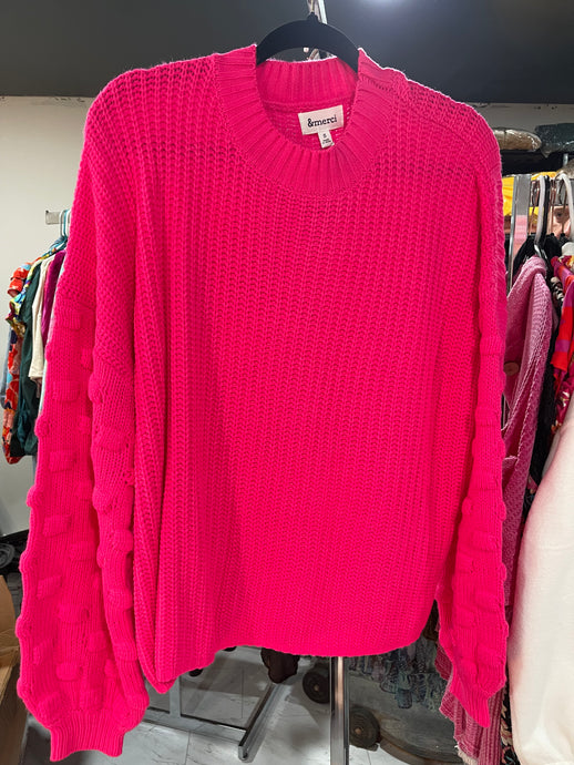 Pink Bubble Sleeve Sweater