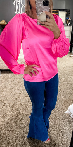 Satin Crewneck Blouse