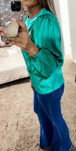 Satin Crewneck Blouse