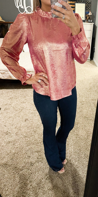 Metallic and Me Top- Fuchsia