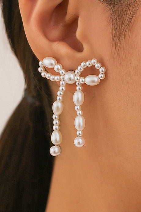 Pearl Beaded Bow Earrings