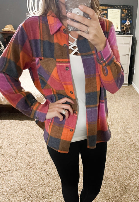 Perfect Shacket- Magenta/Orange