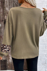 Green Leopard Waffle Top