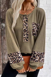 Green Leopard Waffle Top