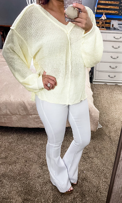 Relax and Enjoy Sweater- Baby Yellow - Raegan Nichole's Boutique