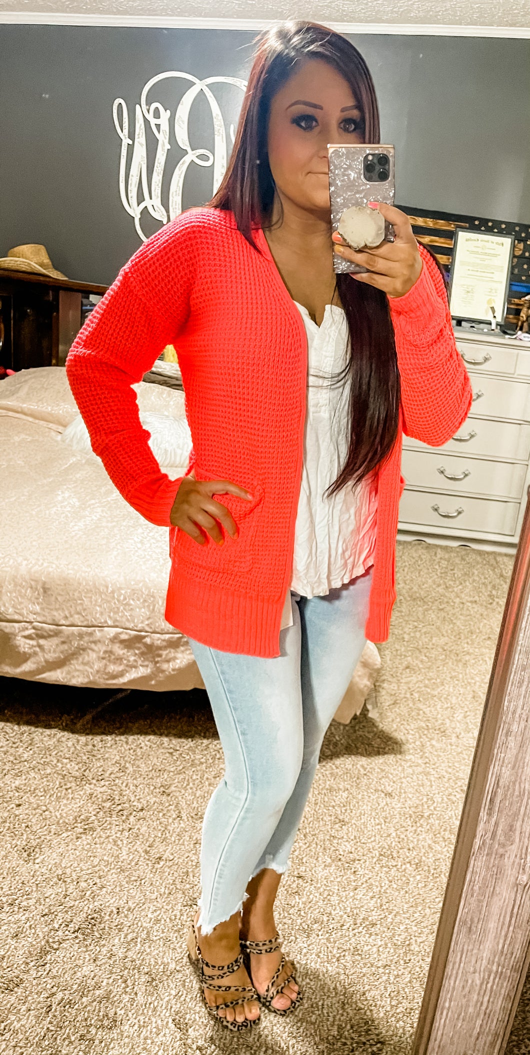 Spring Coral Cardigan