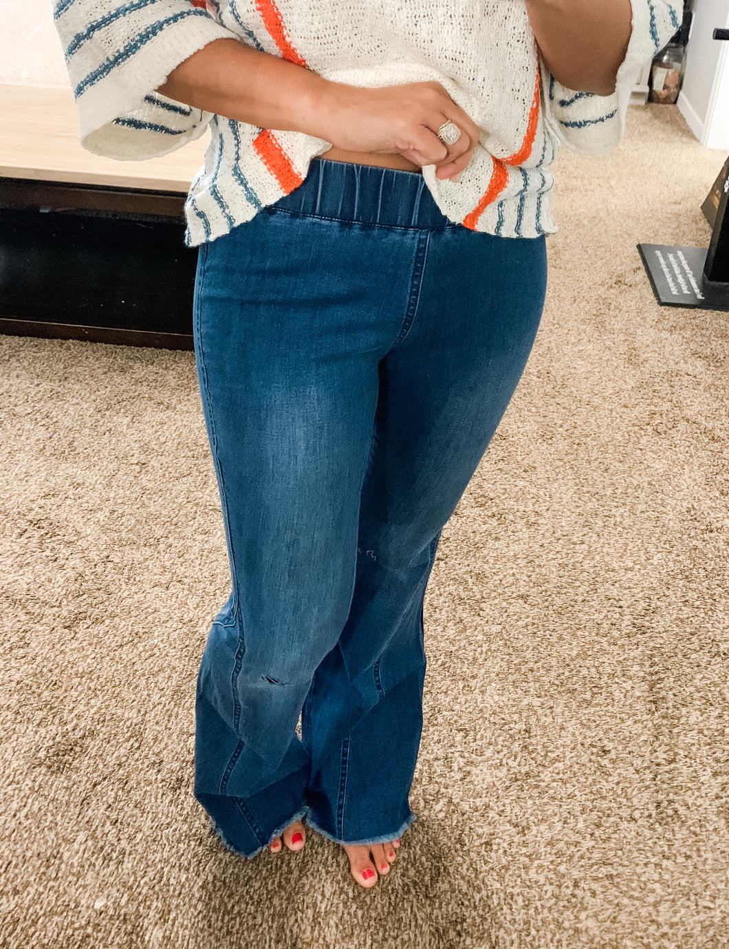 Distressed Flare Jeans - Raegan Nichole's Boutique