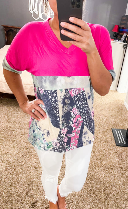 Fuchsia Me Contrast Top - Raegan Nichole's Boutique