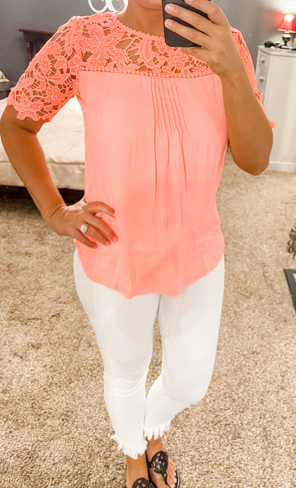 Highlight Me Top- Coral - Raegan Nichole's Boutique